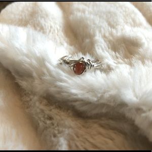 Handmade peach and silver ring